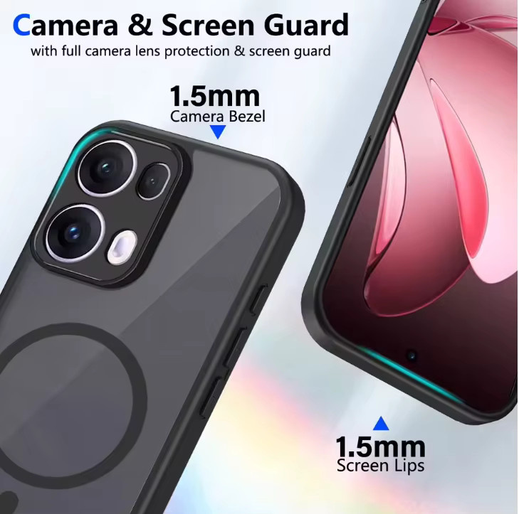 Transparente und mattierte Schutzhülle für OPPO Reno 15 Pro Max, 14, 13 sowie 15FS, 14F, 13F (4G/5G) mit Magnetfunktion und stoßfestem Design - Bild 3