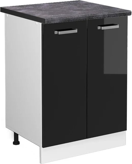 Vicco Küchenunterschrank R-Line in Schwarz Hochglanz und Weiß, B: 60 cm, H: 81,6 cm, T: 60 cm - Bild 1