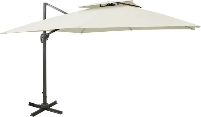 vidaXL Ampelschirm mit Doppeldach in Sand, B/B: 300 x 300 cm - Bild 1