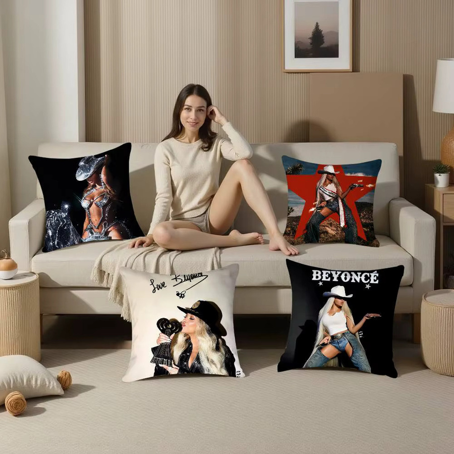Singer B-Beyonce Cowboy-Kissenbezug aus weichem Plüschstoff in Multicolour, B/T/H: 30 x 30 x 30 cm - Bild 4