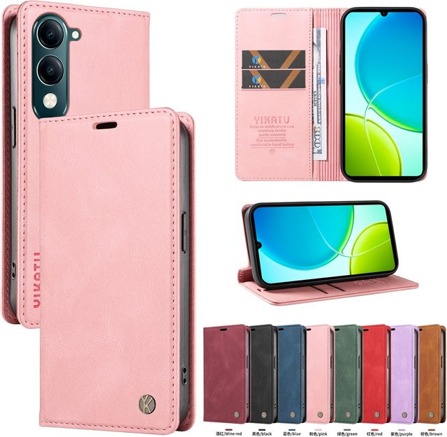 Magnetische Leder Brieftasche Flip-Cover für Vivo in Pink - Bild 1