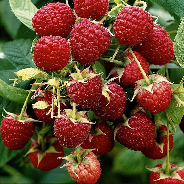 Bio Himbeere Aroma Queen als Sommerhimbeere im weißen Topf von Mein schöner Garten Shop - Bild 1