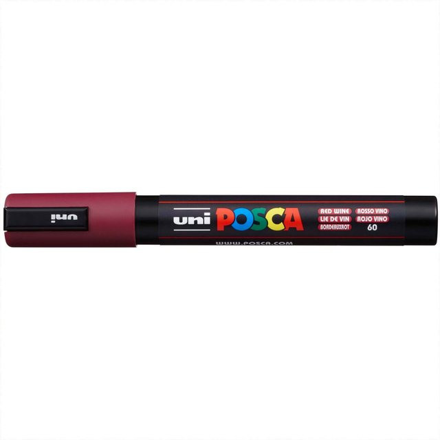 uni POSCA-Marker PC-5M Permanentmarker mit Pigmentfarbe in Weinrot (Strichbreite: 1,8-2,5 mm) - Bild 1