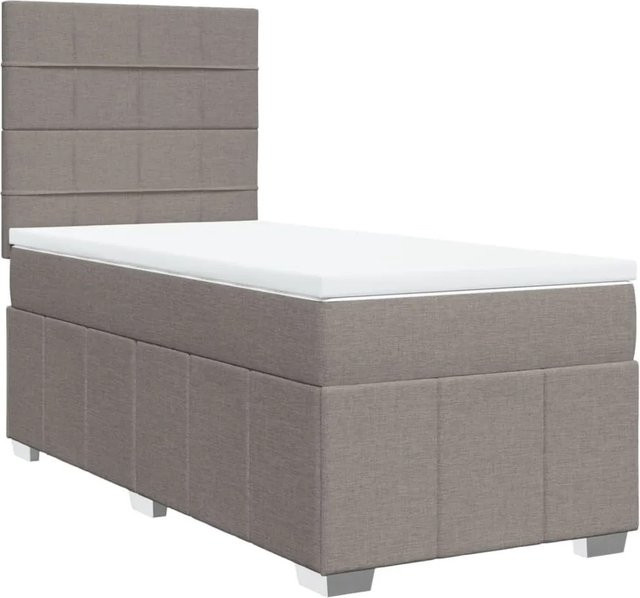 vidaXL Boxspringbett Hybrid mit Matratze und USB-Ladeport, Farbe Taupe, B/T: 90 x 200 cm - Bild 1