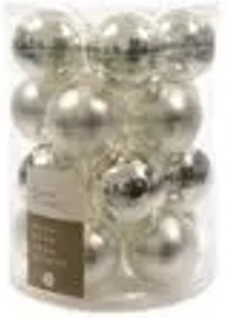 Kaemingk Weihnachtsbaumkugeln aus Glas in Silber Glanz, 20 Stück, Durchmesser: 6 cm - Bild 1