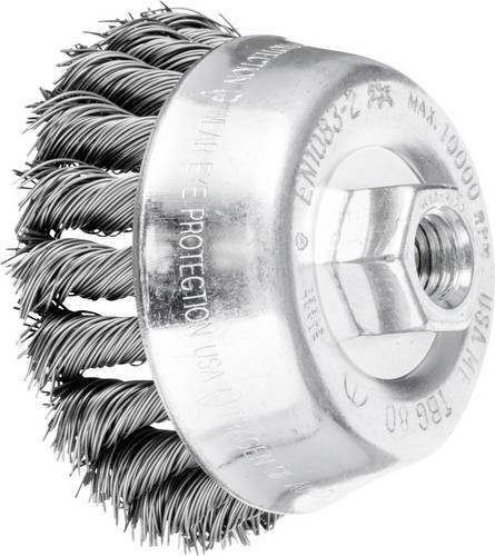 PFERD Topfbürste TBG gezopft für Winkelschleifer, Durchmesser: 80 mm, Gewinde: M14, Drahtstärke: 0,50 mm, Farbe: Silber - Bild 1
