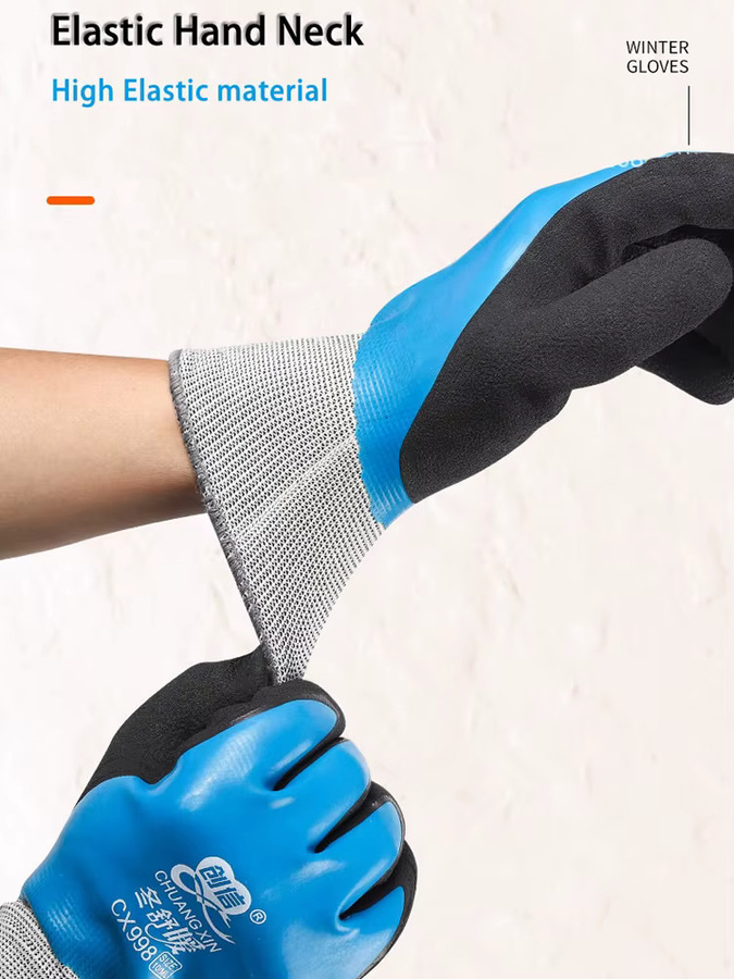 10 Paar ELESESAFE Winter-Arbeitshandschuhe aus Gummi, wasserdicht und thermisch, blau - Bild 5