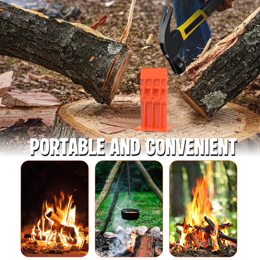 Hands DIY Manueller Holzspalter aus Kohlenstoffstahl in Orange für Kamin und Outdoor-Camping - Bild 5