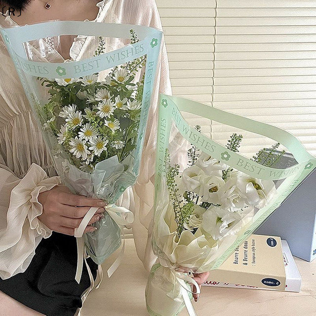 Perofr Omvor 50 Stück transparente Zellophan-Geschenktüten für Blumensträuße zur Verpackung bei Hochzeiten, Geburtstagen oder Partys - Bild 1