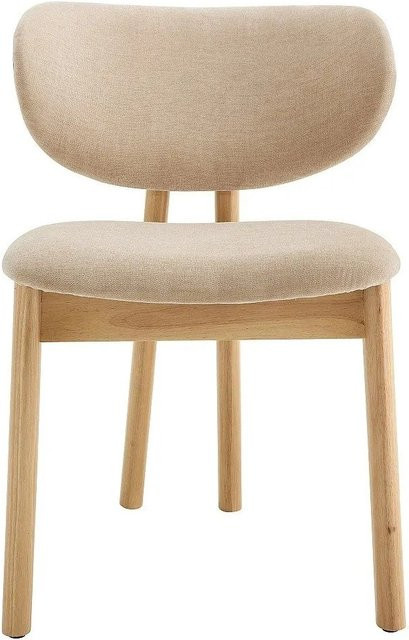 Vente-unique Stuhl Faldra in Beige mit Hevea-Holz und Stoffbezug - Bild 1
