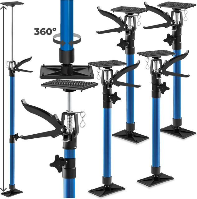 tectake 4er-Set Türspanner Blau, stufenlos höhenverstellbar, Belastbarkeit 30 kg je Spanner, mit Schnellspannsystem, B/T/H: 20 x 8 x 51 cm - Bild 1