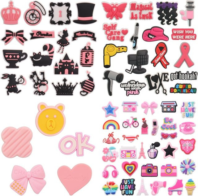 Happye&TiTi Charms, Rosa Serie, Cartoon Mädchen, Kaninchen, Katze, Bogen, Eis, Blumen, Damen - Bild 1