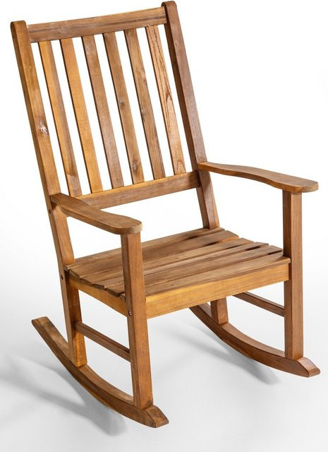 Schaukelstuhl aus Akazienholz mit hoher Rückenlehne und Armlehnen von HC Garten & Freizeit, Braun, B/T/H: 70 x 92 x 116 cm - Bild 1