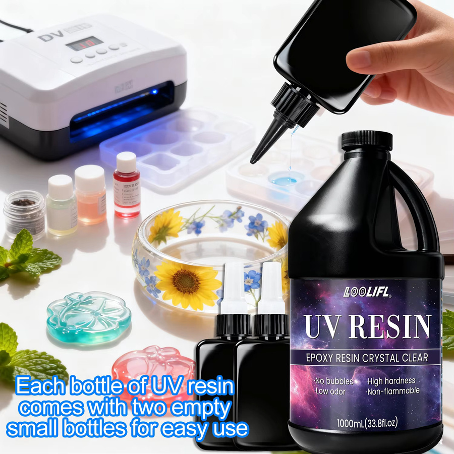 LOOLIFL UV-Epoxidharz-Kleber transparent 1000 ml für DIY Schmuckherstellung und Handwerk - Bild 3