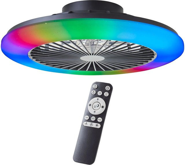 Brilliant Salerno LED-Deckenleuchte mit Ventilator und Fernbedienung Schwarz Durchmesser: 49 cm - Bild 1
