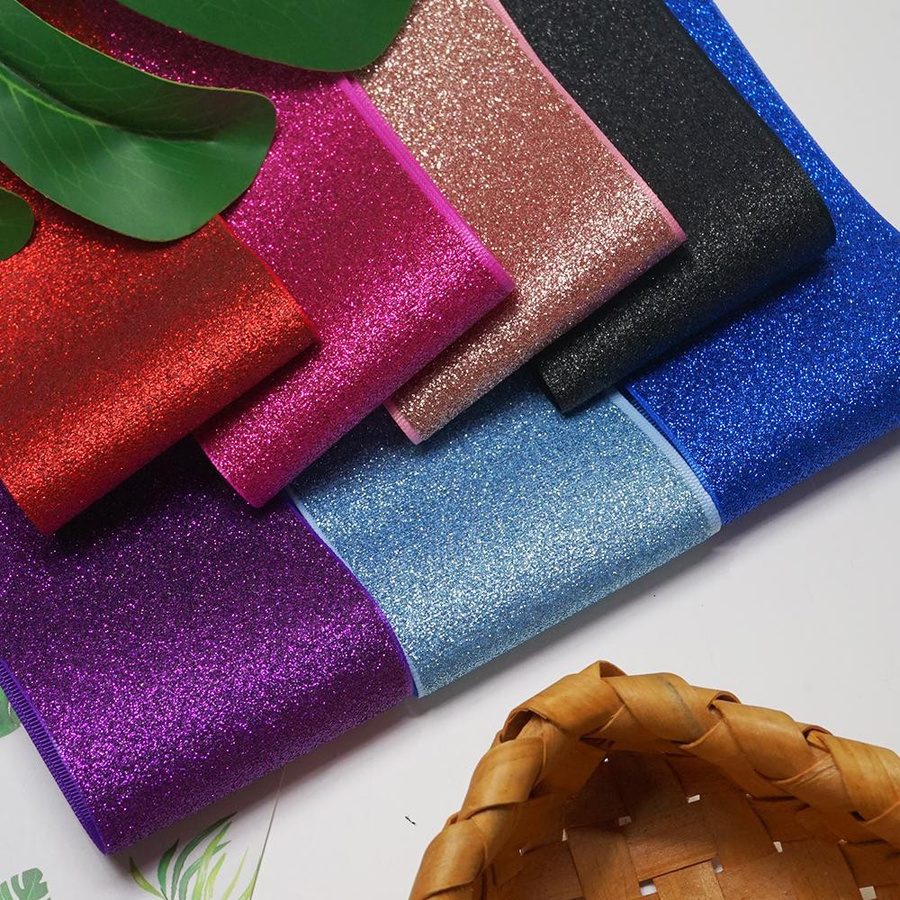 Grobgewebeband mit Glitzer für Bastelarbeiten und Haarschleifen, Multicolour, 100% Polyester, Breite: 7,5 cm, Länge: 4,57 m - Bild 2