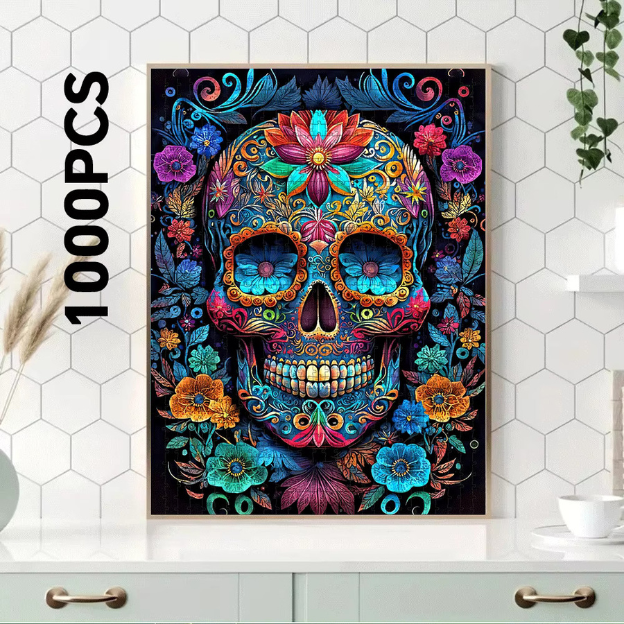 AZNM Mexikanisches Tag der Toten Puzzle, Catrina Skull & Sugar Skull, Bunt / Mehrfarbig - Bild 5