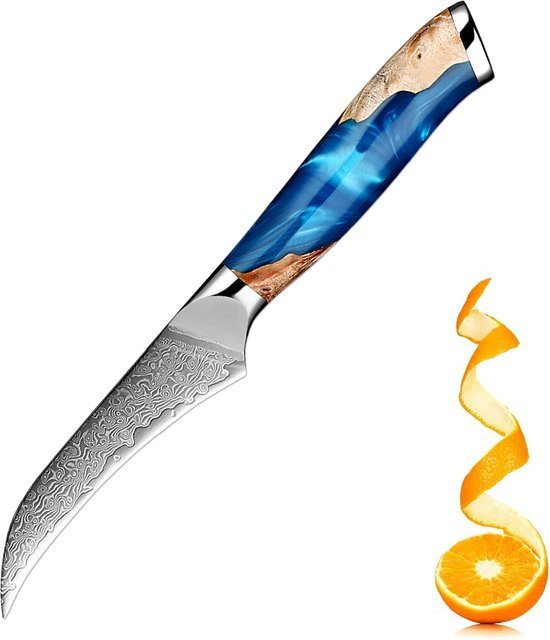 Xituo Japanisches Schälmesser aus Damaststahl mit blauem Harz-Holzgriff, 3,5 Zoll Paring Knife - Bild 1