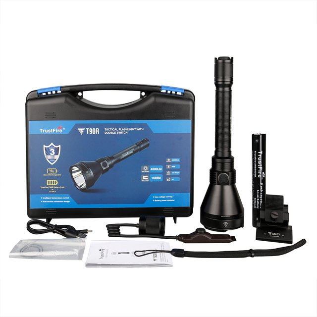 Trustfire T90R LED-Taschenlampe in Schwarz mit 4800 Lumen und USB-C wiederaufladbarem Akku - Bild 1