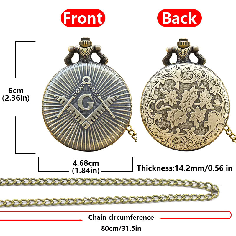 wecin Taschenuhr Halskettenanhänger, Quarz, Messing, Unisex - Bild 4