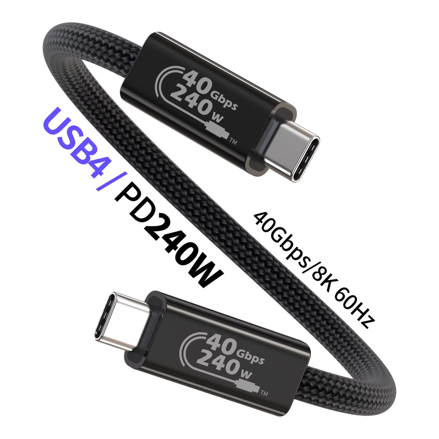 LAIHONEN USB4-Kabel in Schwarz mit 240 W Leistung, 40 Gbit/s Datenübertragung und 8K-Video Unterstützung, kompatibel mit Thunderbolt 4/3, iPhone 17/16/15, MacBook, iPad, Dell und Lenovo - Bild 2