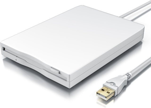 CSL Externes USB Floppy Laufwerk FDD 1,44MB für 3,5 Zoll Disketten in Weiß - Bild 1