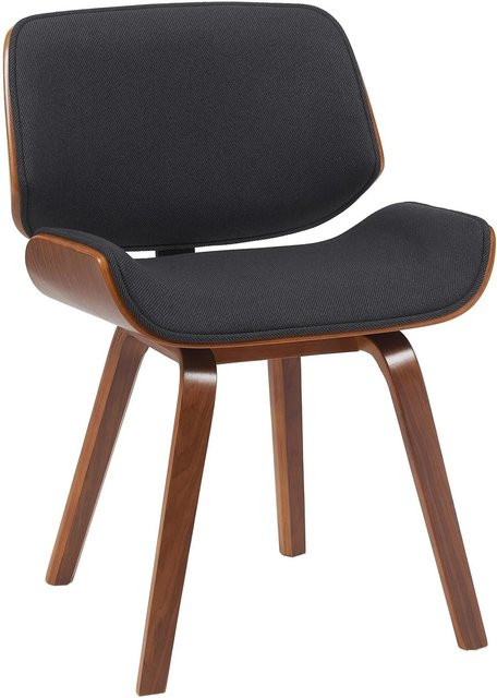 DELUKE Besucherstuhl SEOUL Konferenzstuhl und Bürostuhl im Retro-Design aus Stoff und Bugholz, Farbe: Walnuss/schwarz, B/T/H: 55 x 41 x 80 cm - Bild 1