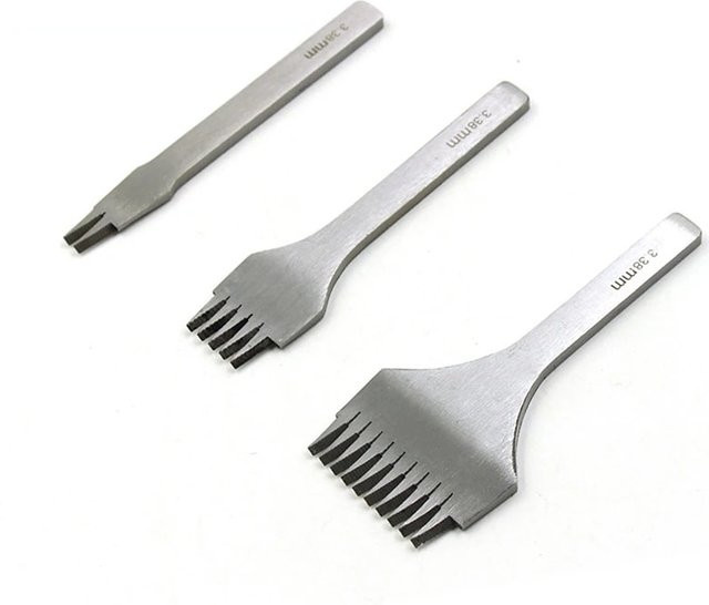 QJH Leder-Stanzwerkzeug für schräge flache Löcher in Silber aus Stahl - Bild 1