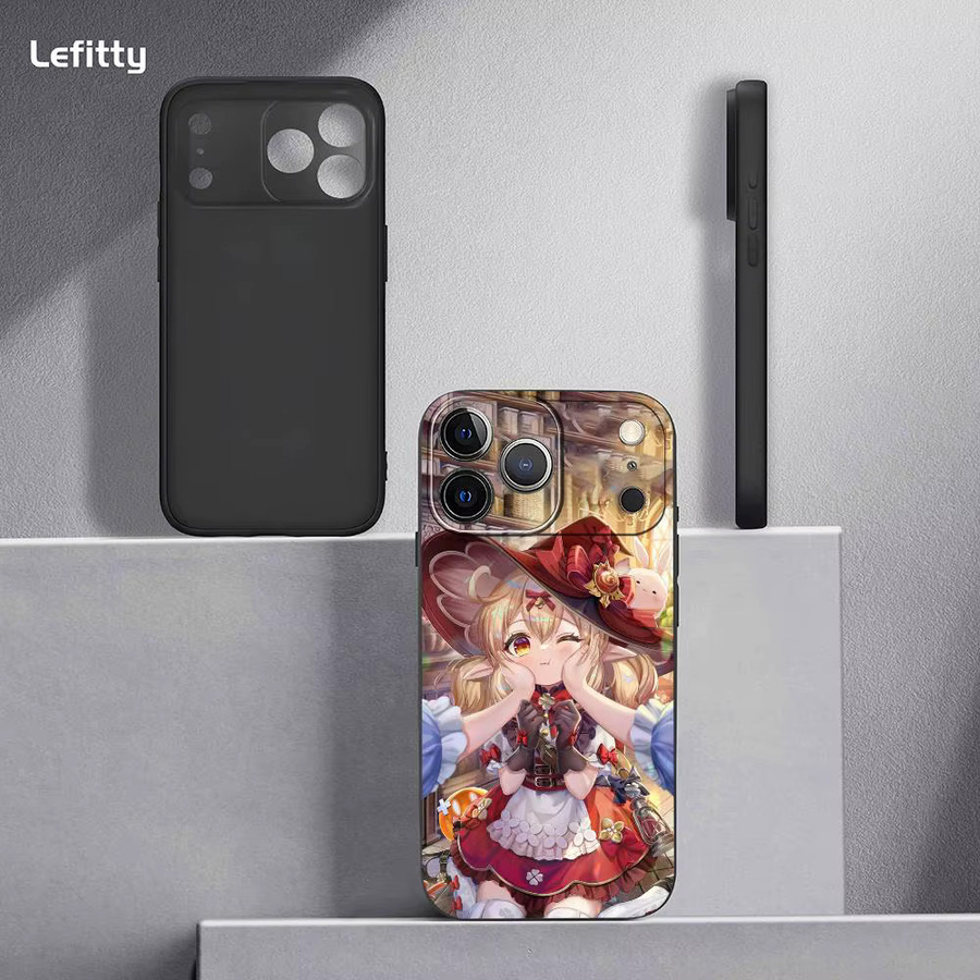 Genshin Impact Klee Handyhülle für iPhone 11 bis 17 Pro Max Plus Mini, Schwarz Frosted Soft Shell - Bild 4
