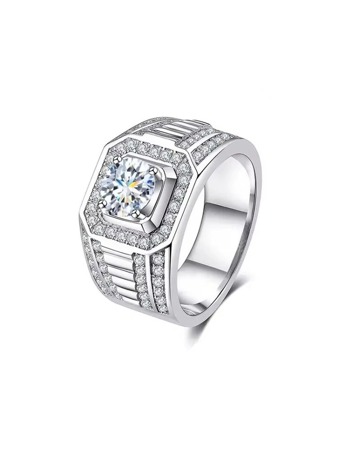 Ehering Moissanit-Diamant, 925 Silber, Herren - Bild 4