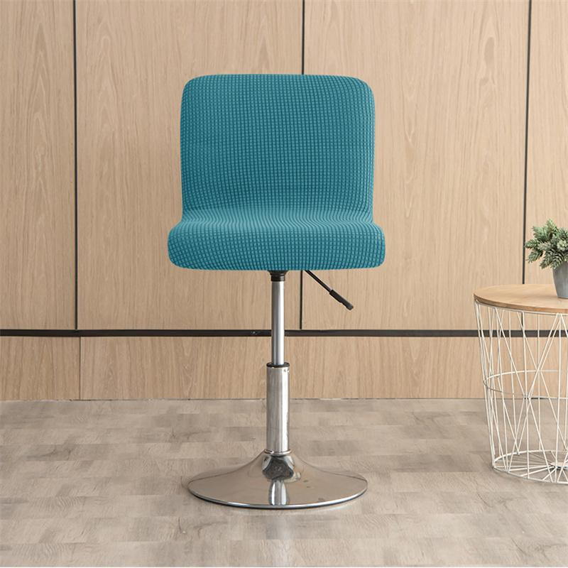 Elastischer Barhocker Stuhlbezug aus Jacquard in Beige mit kurzer Rückenlehne für Esszimmerstühle und Hocker - Bild 2