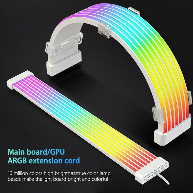 AIPHY Biegbares ARGB Neon Flex Lichtbrett für Computergehäuse in Weiß und Multicolour mit RGBIC LED-Technik zur Dekoration von Grafikkarten und Motherboards - Bild 1