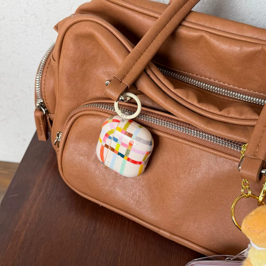 Stoßfeste Graffiti Kopfhörerhülle mit bunten Linien und Gittermuster für Apple AirPods 1, 2, 3, 4 und Pro 2, Farbe: Korall/Mehrfarbig - Bild 6