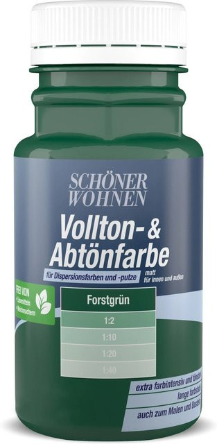 Schöner Wohnen Abtönfarbe Forstgrün Matt, Wasserbasierte Dispersionsfarbe für Gipskarton, 0,125 l - Bild 1