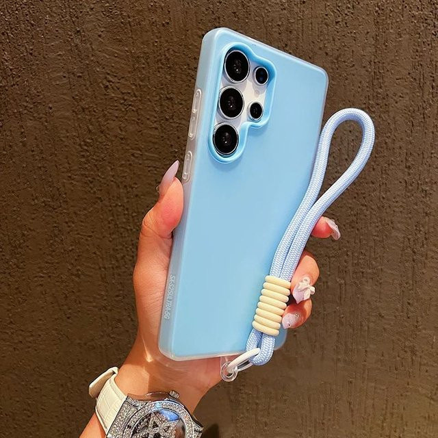 2-in-1 Stoßfeste Handyhülle mit Lanyard für Samsung Galaxy S25 S24 S23 S22 Ultra Plus S25FE S24FE S23FE S21FE in Grau Matt - Bild 1
