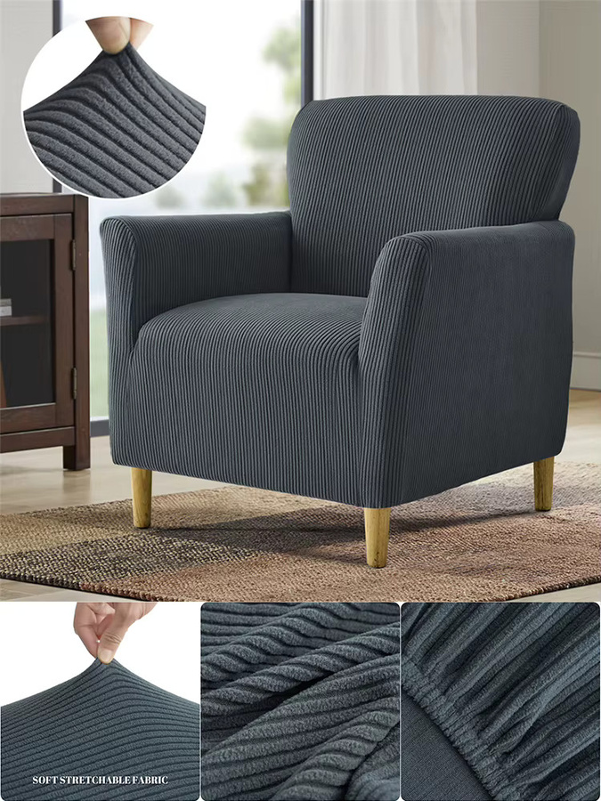 WANERQU Jacquard Stretch Sesselbezug in einfarbigem Design für Armlehnstühle und Sofas - Bild 6