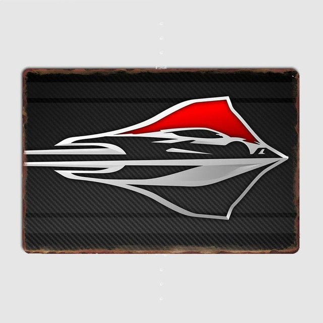 ZX ART Retro Metallposter C8 STINGRAY CORVETTE Wanddeko Multicolor B: 40 cm, H: 30 cm - Bild 1