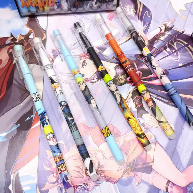 Naruto Anime Gelstifte Set mit 12 Stück in Schwarz und Multicolour für die Schule - Bild 3