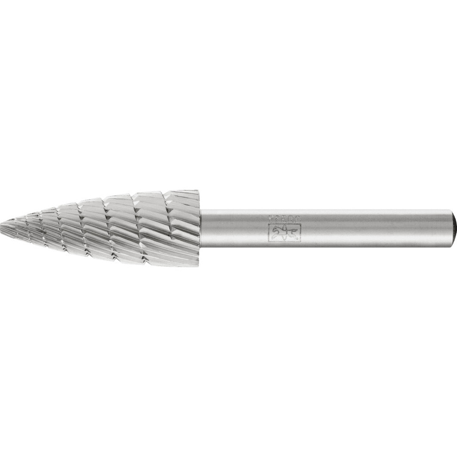 PFERD HSS Frässtift Spitzbogenform in Silber mit Durchmesser 12 mm, Länge 30 mm und Schaftdurchmesser 6 mm, Körnung Z 3 universal mittel fein mit Spanbrecher - Bild 1