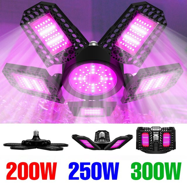 NJHIKG 300 W Vollspektrum-LED-Wachstumslampe mit E27-Sockel, faltbar und verstellbar, Schwarz - Bild 1