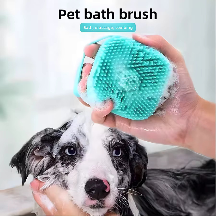 PETCLEAR Haustier-Badebürste aus weichem Silikon für Hunde und Katzen in Grün und Türkis - Bild 2