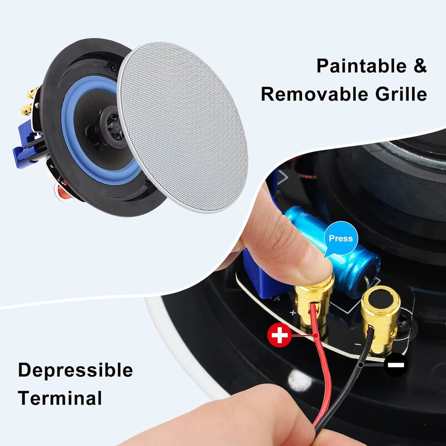 Herdio 4 Zoll 320 W Deckeneinbaulautsprecher in Weiß mit 4-Wege-HiFi-Stereo-Sound für Küche, Wohnzimmer und Arbeitszimmer - Bild 4