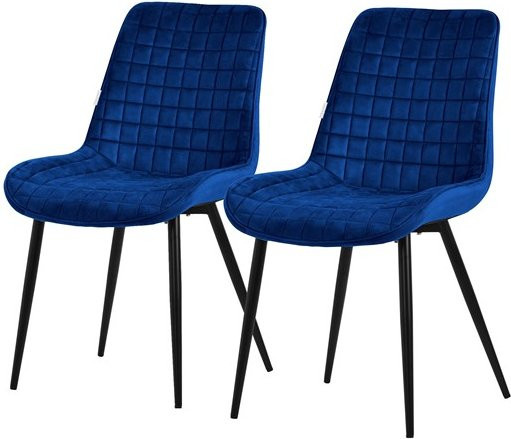 ML-Design Esszimmerstuhl 2er Set Dunkelblau mit Samtbezug und Stahlbeinen - Bild 1