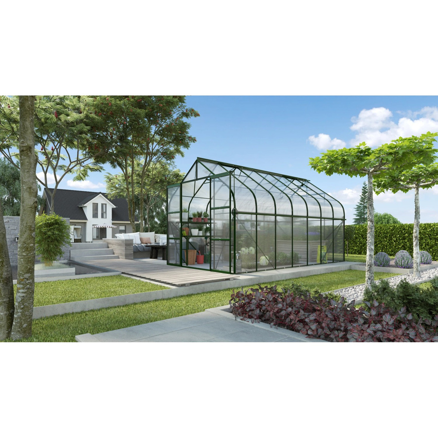 Vitavia Gewächshaus Diana 11500 HKP Smaragd mit Polycarbonat-Platten, Doppelschiebetür, Dachfenster, Regenrinnen und Fundamentrahmen, B/T/H: 11,25 x 2,54 x 2,54 m - Bild 2