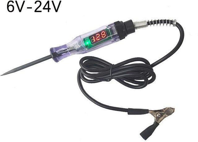 YJSTY Kfz-Digitalanzeige Induktionstestgerät zur Schaltkreiserkennung für 6 V/12 V/24 V in Schwarz - Bild 1