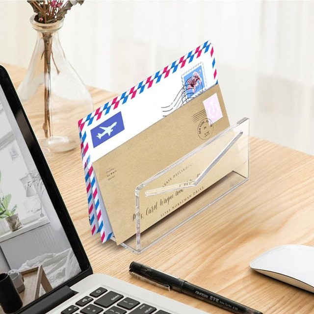 Acryl Schreibtisch Organizer Transparent Brief Sortierfach und Datei Ablage für Büro und Home Office - Bild 1
