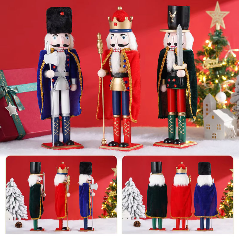 Dekorativer Nussknacker aus Holz in Blau und Mehrfarbig, Höhe: 38 cm, Klassische Weihnachtsfigur im europäischen Stil - Bild 5