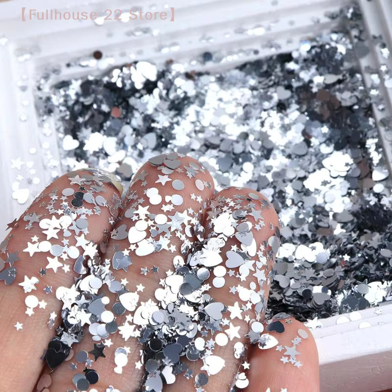 Heabety Nageldekoration, Silber-Glitzer, Liebessterne, 3D-Nagelschmuck - Bild 4