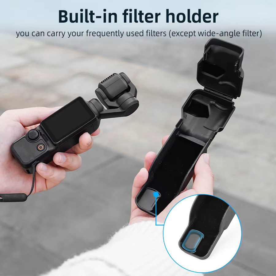BRDRC Pocket 3 Gimbal-Bildschirm-Schutzhülle für DJI Osmo Pocket 3 in Schwarz mit Objektivdeckel, Hartschale und Schutzfolie - Bild 3