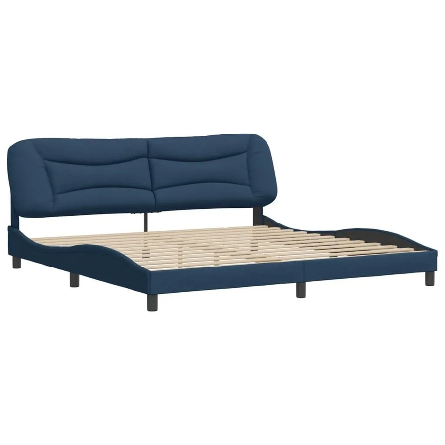 vidaXL Bettgestell Hvar in Blau aus Stoff und Kiefernholz, B/T/H: 200 x 200 x 205 cm - Bild 2